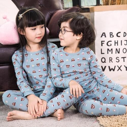 Autumn Winter Children Clothing Boys Adn Girls Cotton Pajamas Sets Baby Cartoon Printed Casual Sleepwear Home Clothing for Girls