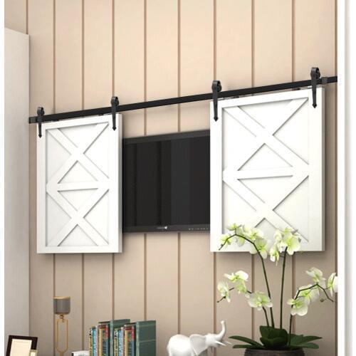 24'' to 72" Mini Cabinet Sliding Barn Door Hardware Arrow Shaped for Double Door