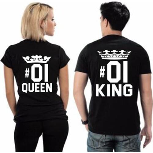 Couples T Shirt Matching Couple Clothing Summer KING QUEEN 01 Letters Print T Shirt Men Women TShirts Casual