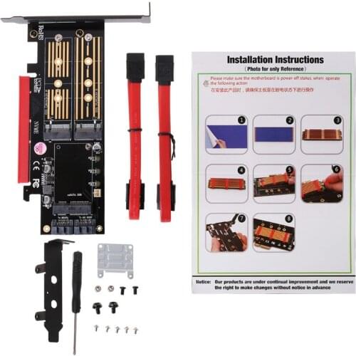 PCI-E 3.0 X16 to M.2 SSD PCIE to M2 Adapter Raiser M Key B Key mSATA 2 x 7Pin SATA Port NVME M2 SSD AHCI mSATA 3 in 1 Riser Card