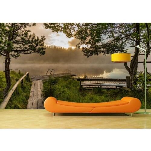 Custom Wallpaper Murals Large Wall Sunset Lakeside Wall Mural Wall Stickers De Parede 3D Wallpaper For Walls