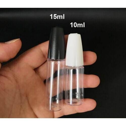 100pcs long 10ml 15ml PET Empty Plastic Dropper bottle with needle tips and childproof cap for E liquid E juice Nail Gel