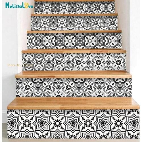 Various Patterns Black Stair Riser Peel Sticker Vinyl Decal Self Adhesive Waterproof DIY Home Decor-Pack 6 Strips YT6264