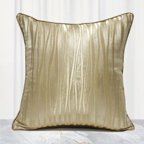 Embroidered Beige Yellow Striped Decorative Pillows Case Modern Simple Jacquard Cushion Cover Hotel Model Room Sofa Pillowcase