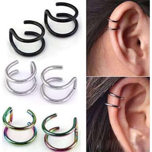1pcs 3D Surround Stainless Steel Earrings Ear Clip Ear Bone Cartilage No Pierced No Puncture Hip Hop Daily Jewelry For Women