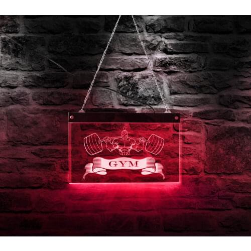 Gym Fitness Center Weightlifting Business Logo Lighting Board Personalized LED Business Logo Acrylic Light Up Sign Wall Decor