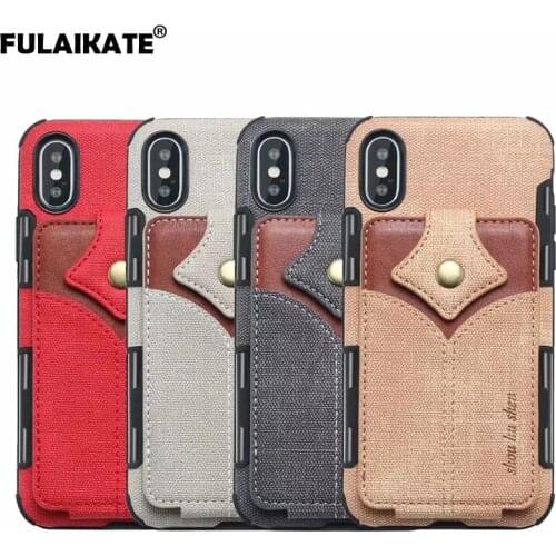 FULAIKATE Maple Leaf Cloth Case for iPhone Xs Max XR Matte Card Pocket Back Cover for iPhone 6s 7 8 Plus Phone Protective Cases