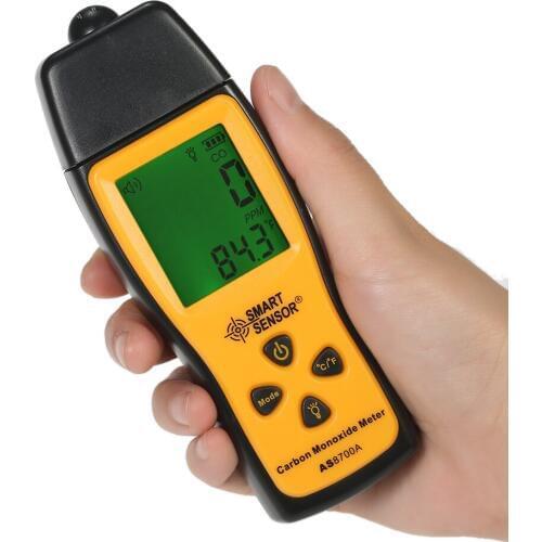 SMART SENSOR Handheld Carbon Monoxide Meter CO Gas Tester Monitor Detector Gauge LCD Display Sound and Light Alarm 0-1000ppm