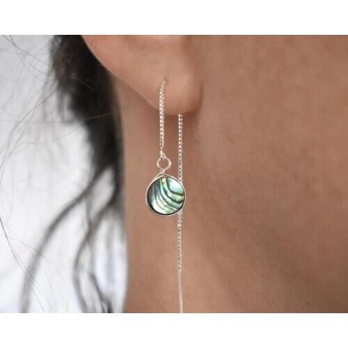 Abalone Dangle Earrings Ear Thread Earrings Long Ear Chain Earrings