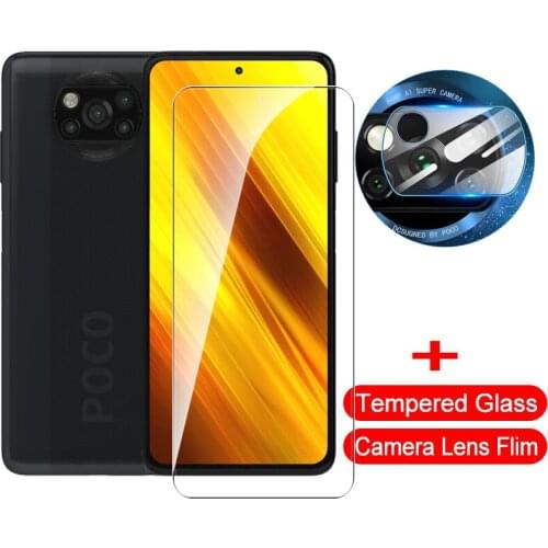 2in1 Protective Glass for Xiaomi Poco X3 NFC X3 Pro Screen Protectors on Pocox3 x3pro GT X 3 Pro F M F3 M3 Camera Lens Film