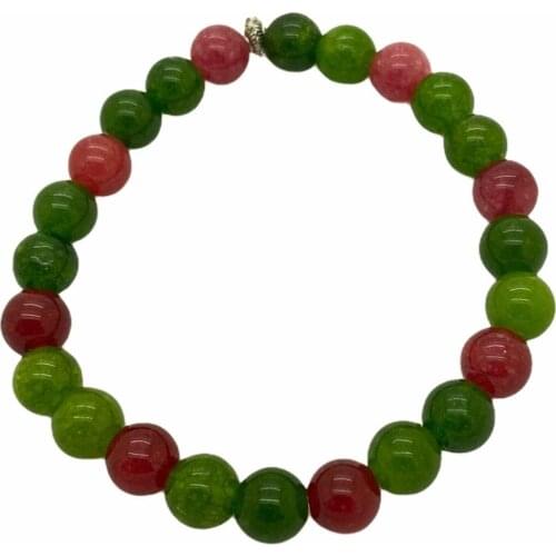 Green Red Color 8 Mm Natural Stone Flexible Drawstring Women Men Bracelet Model