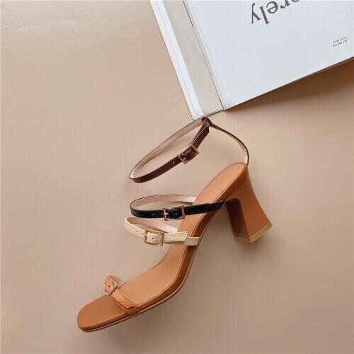 Sweet Retro Women Sandals Square Heels Summer Shoes Woman Wedding Party Green Shoes Woman