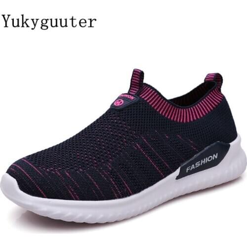 Shoes Woman Outdoor Knit Upper Breathable Summer Flat Sock Shoes Soft Sole Athletic Sneakers Women Sport Running Walk