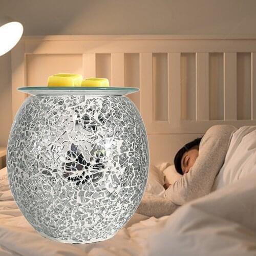 Handwoven Mosaic Glass Wax Melt Warmer Electric Fragrance Wax Burner Melter Tabletop Lamp for Home Office Spa