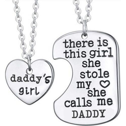 2Pcs Father Daughter Gift These Girls Stole My Heart They Call Me Daddy Keychain Set Heart Puzzle Daughter Dad Necklace