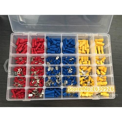 480Pcs/ Box Insulated Terminals Electrical Crimp Connector Tube Wire Connector Assortment Kit Cold Pressing Copper Terminals