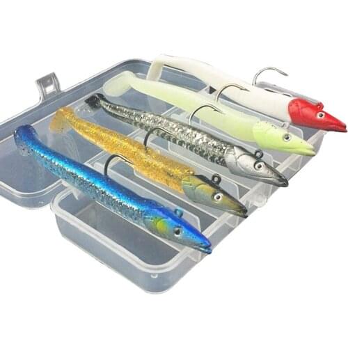 5Pcs 12.5cm/22G Fish Baits with Jig Head Soft Lure Fish Eye Fishing Lure Artificial Jig Bait Sea Fishing Lure Bait Set