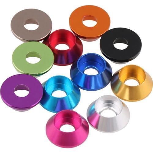 50pcs M2 M2.5 M3 M4 M5 Aluminum Alloy Washers for Cylinder Cup Head Hex socket head screw Gasket Aluminum Cone Washer Anodized