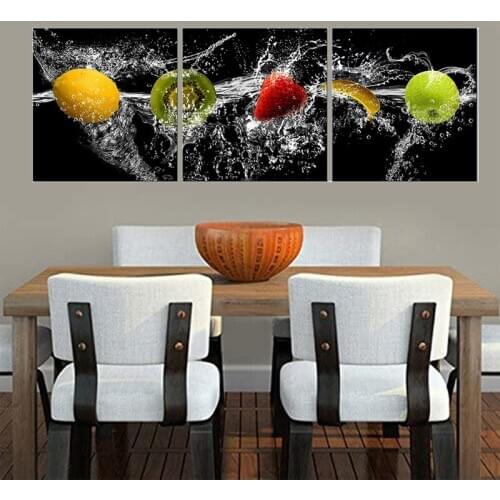 5D Diy Diamond Painting 3Pcs Dancing Fruit Kitchen Decoration Full Square Round Drill Mosaic Embroidery Home DecorationsZP-4027
