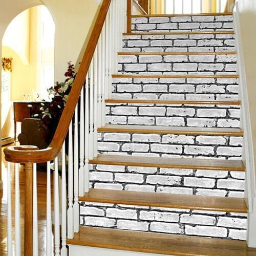 Colomac 3d 6pcs waterproof stair floor stickers renovation brick pattern living room DIY home decor poster stairway stickers