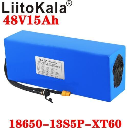 LiitoKala 48V battery 48V 15ah 13S5P 18650 lithium ion battery pack 48V 15AH electric bike battery for 48V 500W 750W 1000W motor