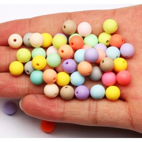 Candy Color Acrylic Beads 6-12mm Matte Loose Round Balls Spacer Beads For Jewelry Making Diy Necklace Bracelet Accessories