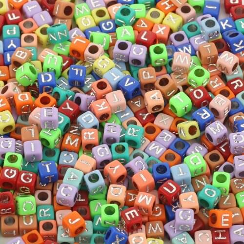 Mixed Letter Acrylic Beads Square Cube Loose Spacer Alphabet Beads For Jewelry Making Handmade Diy Bracelet Necklace Accessories