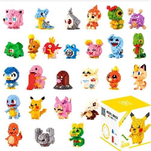Anime Pocket Monster Pikachu Koffing Psyduck Poliwhirl Meowth Mudkip Piplup Diamond Mini Building Small pokemon Blocks Toy