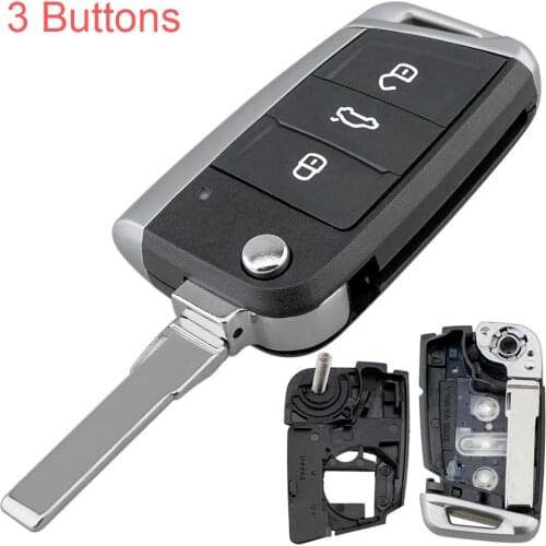 Car Styling Flip Folding Remote 3 Button Car Key Fob Smart Frosted Shell Replacement For VW-Volkswagen-Golf 7 MK7 Octavia A7 Sea