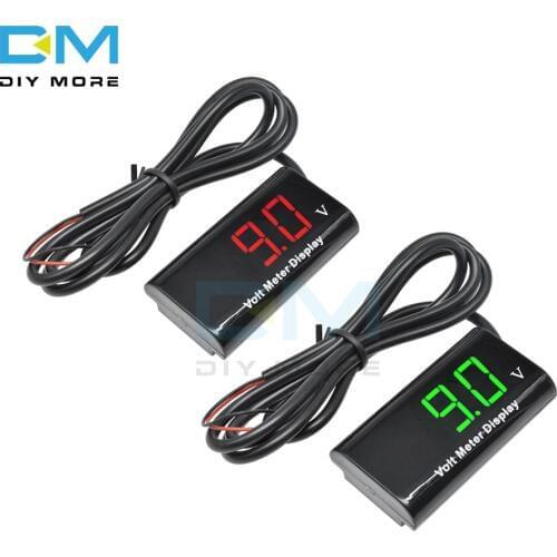 0.56" LED Digital Voltmeter IPX6 Waterproof AS Voltage Panel Tester Detector with Wires DC 3 -18V for Car Motorcycle Bike Red
