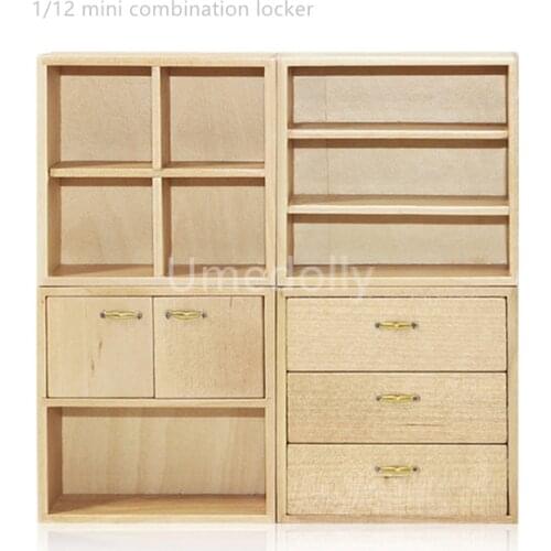 Wooden 1/12 Scale Miniature Dollhouse Combination Storage Cabinet Locker OB Obitsu 11 Doll House Mini Furniture Accessory Toy
