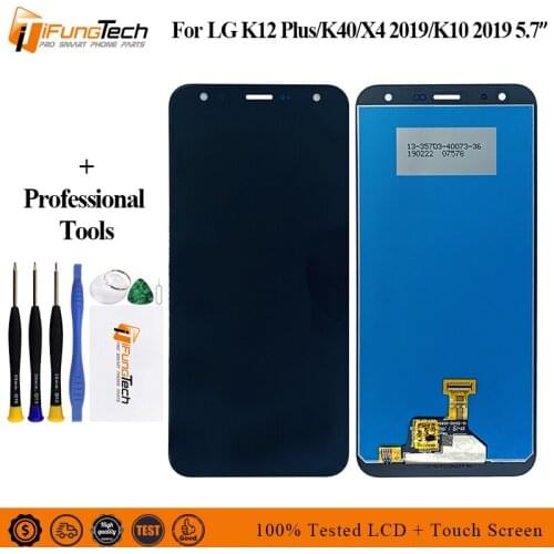 For LG K12 Plus K40 New LCD Repair Parts Digitizer Assembly For LG X4 2019 K12+ Display Touch Screen With Frame+Tool+100% Tested