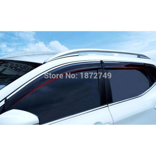 For NISSAN QASHQAI J11 2015 2016 Car Window Visor Vent Shade Rain/Sun/Wind Guard Trim Exterior Car Parts 4pcs with logo
