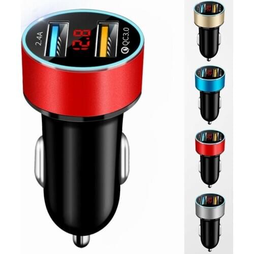 Dual USB Car Charger Adapter 3.1A Digital LED Voltage/Current Display Auto Vehicle Metal Charger For Smart Phone/Tablet