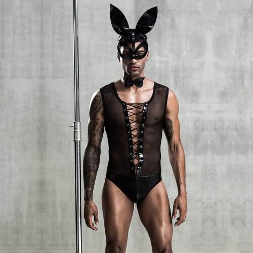 Bunny Men Sexy Erotic Lingerie Outfit Uniform Cosplay Costume Rabbit Bodysuit Hot Cool Sex Role Play Porno Nightwear for Men
