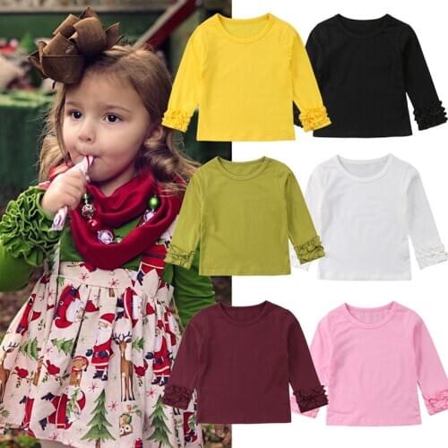 Lioraitiin 0-5Yeasr Toddler Baby Girl Clothes T-Shirt Long Sleeve Kids Solid Color Tops Tee Clothes Striped Cute T-shirt