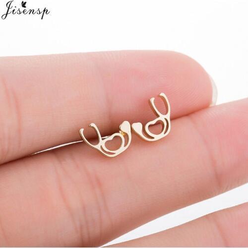 Jisensp New Medical Stethoscope Stud Earrings for Women Doctor Cute Earring Stainless Steel Earings Jewelry boucle d'oreille