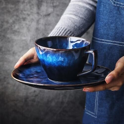 China Coffee Cup and Saucer Set Cafe Espresso Ceramic Milk Bread Afternoon Tea Mugs Cup Birthday Gifts Friends Drinkware اكواب ق