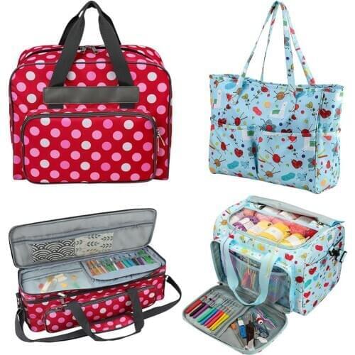 Classic Texture Embroidery Storage Bag Practical Multi-functional Durable Crochet Hooks Thread Yarn Organizer Holder