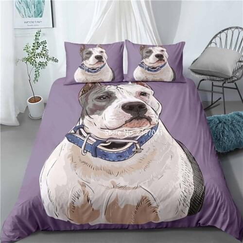 Cute Dog Cartoon Animal Pattern Bedding Set Down Quilt Cover Pillowcase Children Teenagers Bedroom Decoration Home Textile