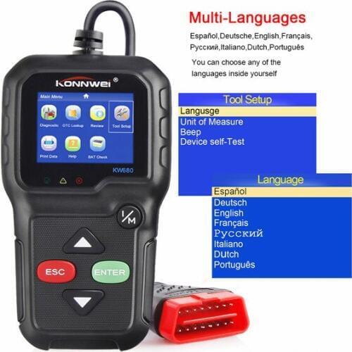 KONNWEI KW680 OBD 2 Autoscanner Supports Multilingual Automotive Scanner OBD2 Auto Diagnostic Scanner Car OBD