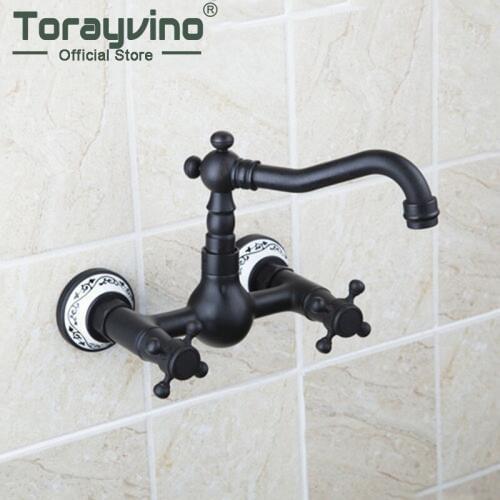 Bathtub Torneira Short Wall Mounted Oil Rubbed Black Bronze Swivel 360 Spout 97112 Bathroom Basin Sink Faucet,Mixer Tap