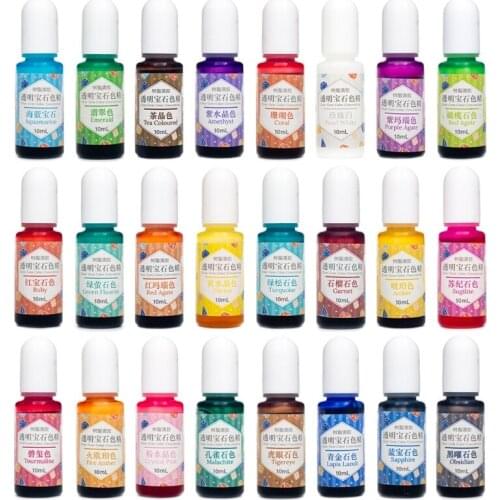 24 Colors Crystal Epoxy Pigment UV Resin Dye DIY Jewelry Colorant Art Crafts Coloring Drying Color Mixing Liquid Decorations Mak