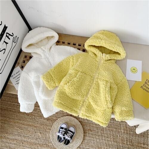 Winter New Korean Childrens Clothing Female Baby Cute Plush Jacket 2021 New Childrens Polar Fleece Warm Jacket Toddler Outwear