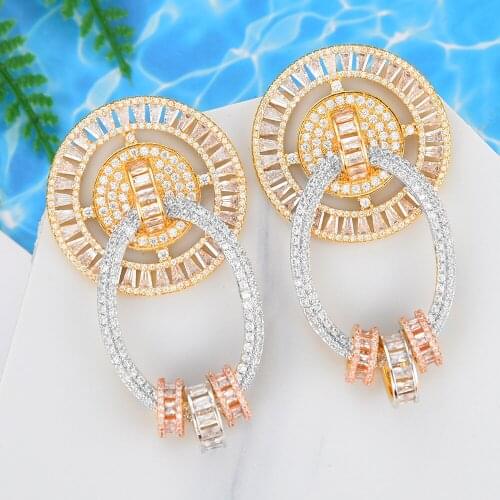 LARRAURI Hot Charm Shiny Full Top Cubic Zirconia Circle Earrings for Women Noble Symbol Important occasion Essential jewelry
