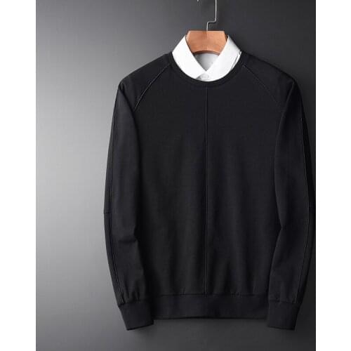 21C Spring Autumn 21C Mens Round Collar Fleece Sweatshirts Hight Quality Simple Solid Color Black Hoodies Plus Size M-4XL