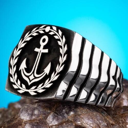 Sailors Anchor Ring 925 Sterling Silver Ring for Men Nautical Anchor Ring