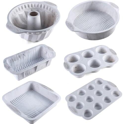 Home Kitchen 6 pieces Silicone Baking Pan Bakeware Set Cake Moulds