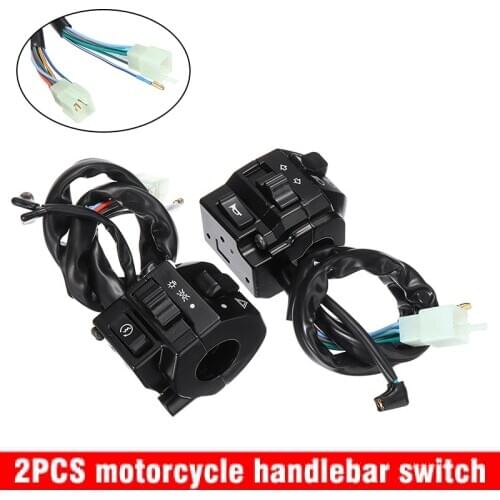 1Pair 12V Motorcycle Scooter 7/8" Handlebar Control Switch Horn Turn Signal Light Electric Start Switch Connector Push Button