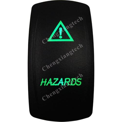 DC 12V 24V HAZARDS Rocker Switch GREEN Led lamp 5 Pin ON/OFF SPST Waterproof IP66